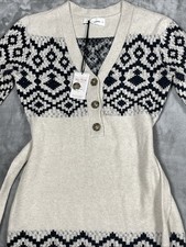 NEW Lucky Brand Women’s Sweater Dress PS Tie Waste Cream Petite Small Tie NEW