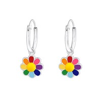 Blume Kinder Creolen Ohrringe 925 Silber MäDchen Ohrstecker Schmuck Geschenk