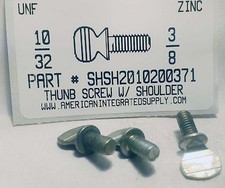  10-32x3/8 Thumb Screws With Shoulder Steel Zinc Plated 25 