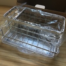 Stainless Steel Kitchen Sink Caddy Organizer w/ Drain Pan 8" x 5.5" x 3.94" New