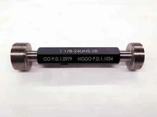 NEW 1 1/8 24 UNS 2B THREAD PLUG GAGE 1.125 GO NO GO P.D.'S = 1.0979 & 1.1034