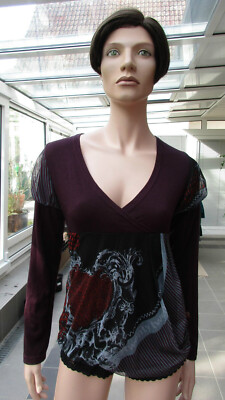 2026 deux mille vingt six - Shirt langarm Gr. 3 = Gr. S aubergine grau rot