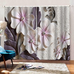Blumen Muster Gardine Modern Vorhange Fenstervorhang Fur Wohnzimmer Ebay