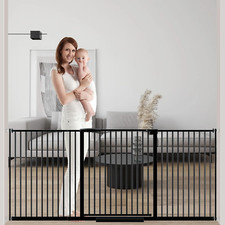 Extra Wide Baby Gate with Double Lock, Auto Close for Stairs Doorways