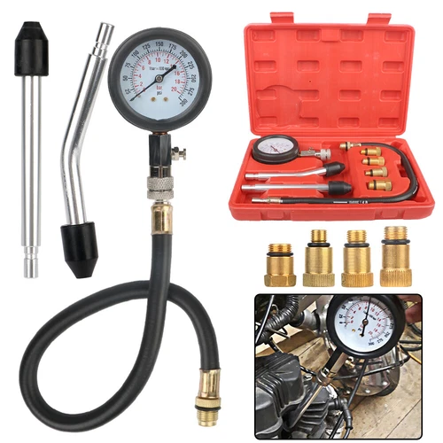 Small Engine Cylinder Compression Gauge Tester Kit Gas Diagnostic Tester Set - Picture 1 of 13
