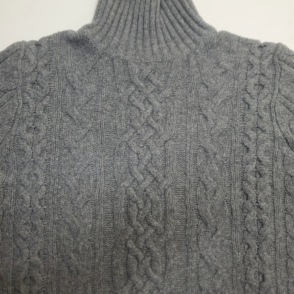 Suéter Abercrombie & Fitch Tejido con Cable Suave AF Gris Cómodo Capucha Cuello Mujer M Foto 3 de 4