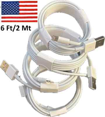4x OEM 2M/6FT USB Charger Cable for iPhone 5 6 7 8 11 12 MAX PRO XS 13