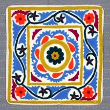 Suzani Cotton Cushion Cover Embroidered Applique Patchwork Pillow Case Dh