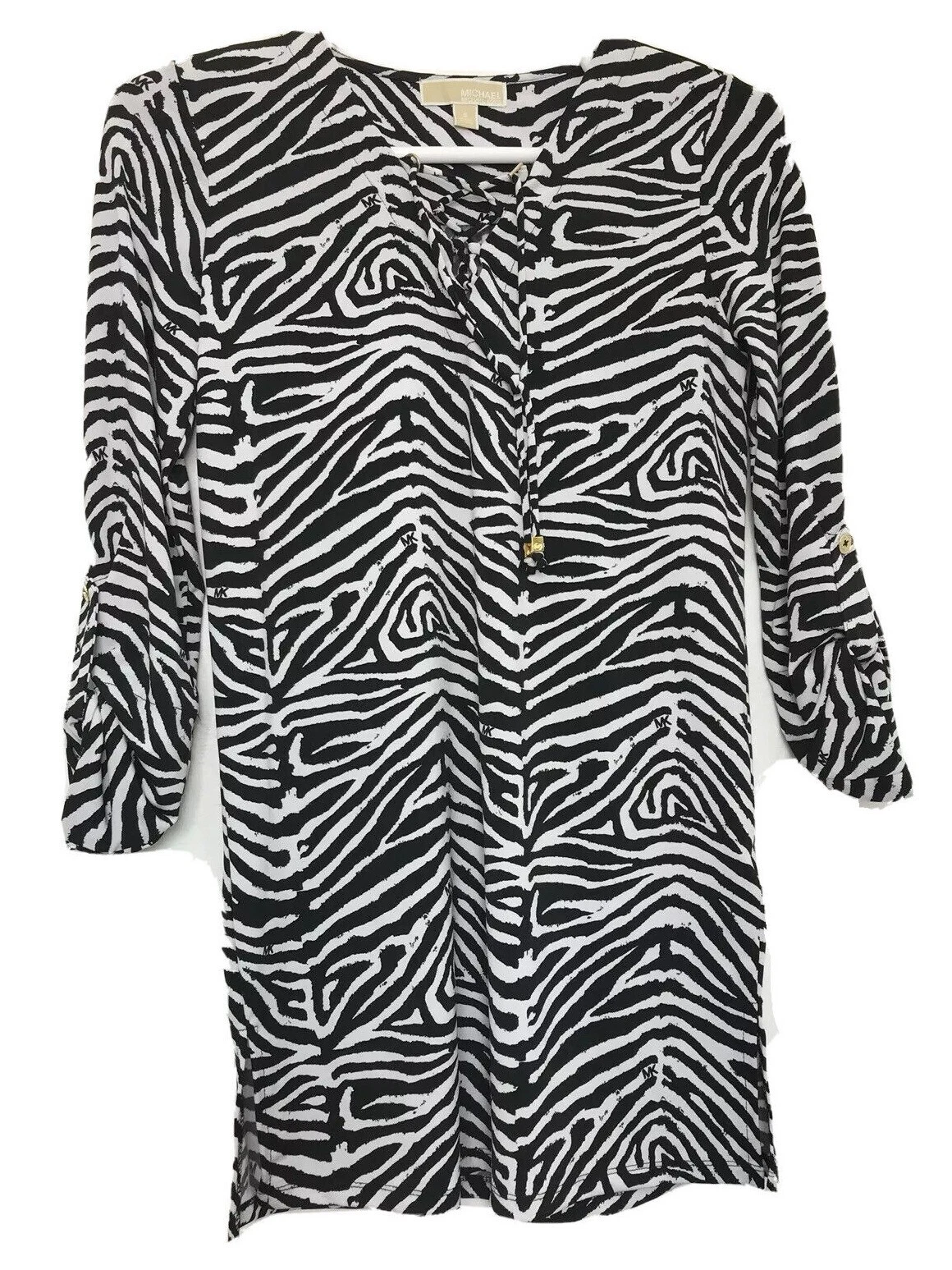 Abito da donna Michael Kors collo a V criss fronte a croce stampa animale stretch taglia S