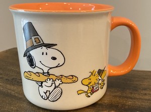 Peanuts Snoopy Wood Thanksgiving Fall HUGE Ceramic Coffee ...