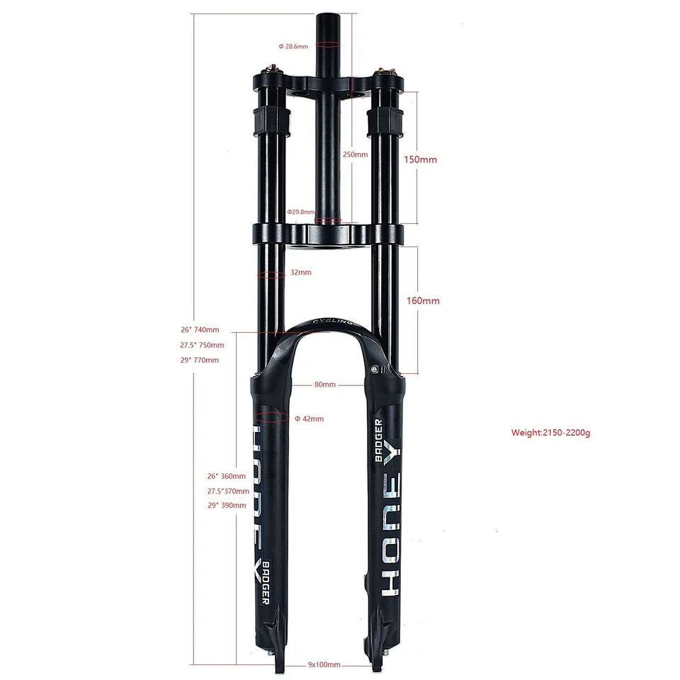 160mm Reise Dh Mountainbike Federung Luft Gabel 26/27.5/29er MTB Gabeln 100 9mm - Bild 3 von 4