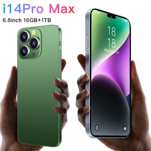 New i14 Pro MAX   Android Unlocked Dual  Card 6.8 " Smartphone 16GB+1TB - Picture 1 of 29