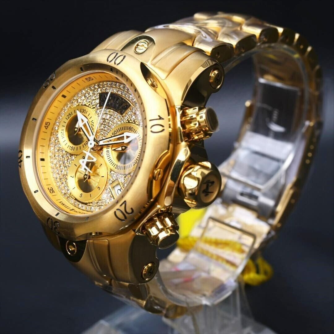 Invicta Reserve Venom 42mm Chrono Gold Dial Lady Watch 186  display picture 2