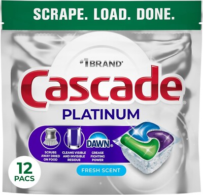 Cascade Platinum Dishwasher Pods, Fresh Scent, 12 count