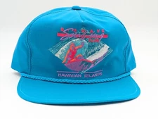 90's Big Wave Surfing Club Hawaiian Islands Blue Adjustable Rope Embroidered Hat