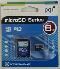 PQI 8GB Micro SD Card with Adapter - New/Sealed
