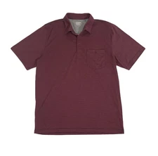 Horny Toad & Co Medium Polo Short Sleeve Striped Red Navy Organic Cotton Poly