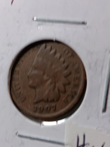 👉1907 Indian Head Cent Penny Vg /f    J/246
