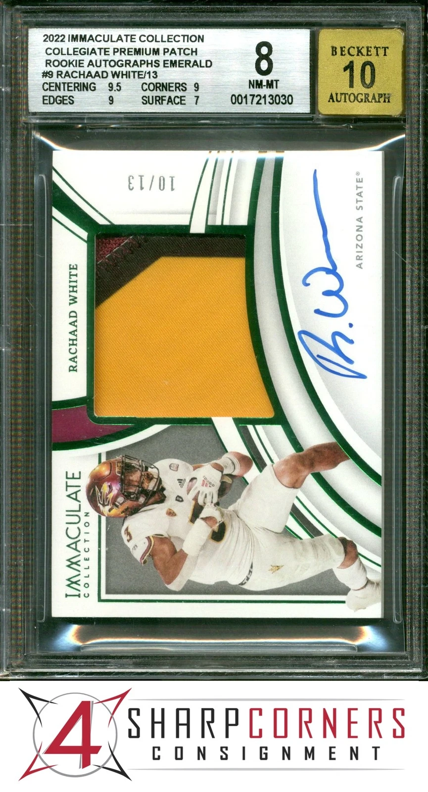 Rachaad White Panini Immaculate Collection Collegiate Premium Patches Rookie Autographs #PP9 Emerald