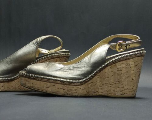 Stuart Weitzman for Russell Bromley Women's Wedge Heel Sandals Gold 9 UK - 第 1/10 張圖片