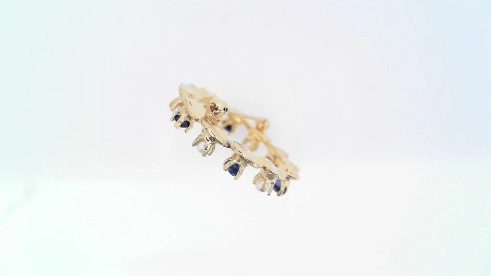 Prendedor de oro amarillo de 14kt para dama con zafiro azul y luna Foto 3 de 3