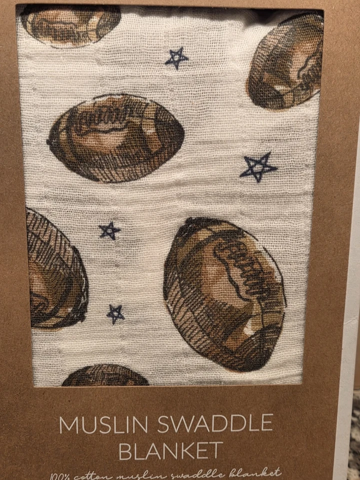 Nova Boutique Torta de Lama Menino Estampa de Estrela de Futebol Muslin Swaddle Cobertor 47 X 47 - Imagem 2 de 3