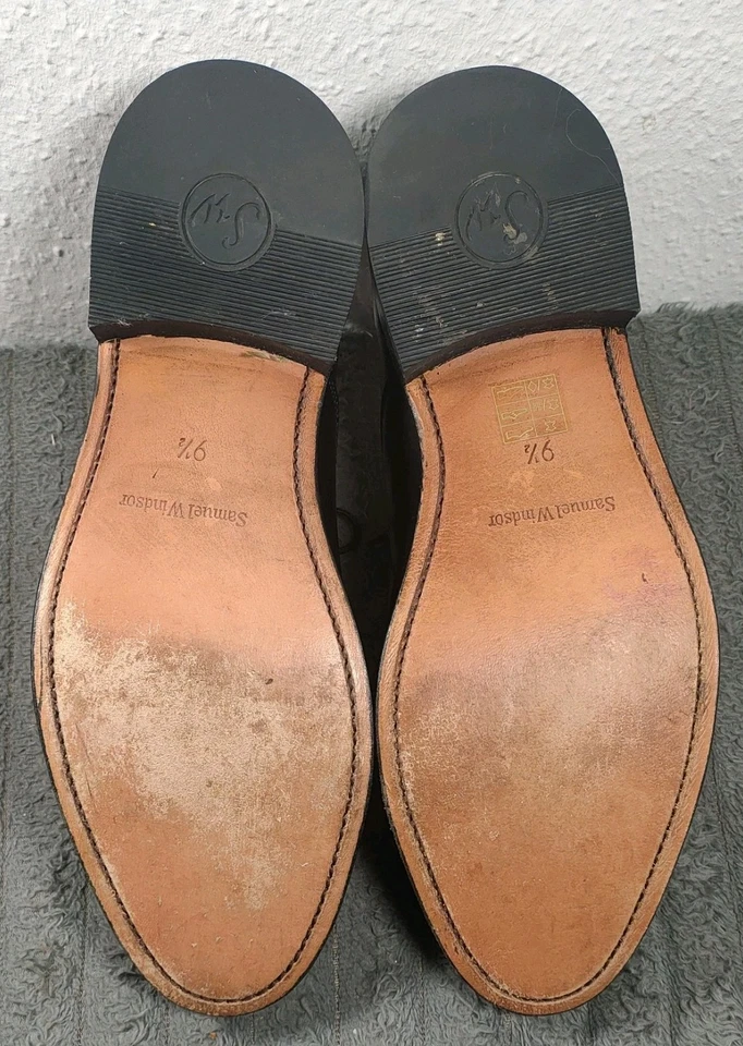 Mens Samuel Windsor Black Leather Oxford Shoe - UK Size 9.5 - BV03 - Image 4 of 4