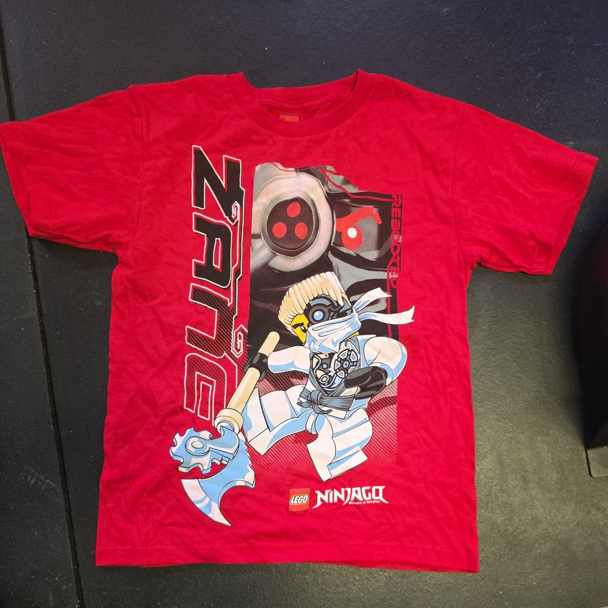 LEGO Ninjago Boys Medium T-Shirt Vintage Zane Red Cotton Tee size