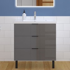 FOREHILL Waschbeckenunterschrank 80cm - Weiß Mit 2 Schubladen & 2 Türen