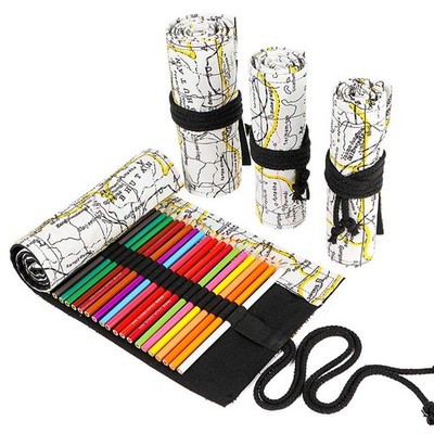 Funny live 24/36/48/72 Slots Colored Pencil Wrap Roll up Pen Holder Case Draw...
