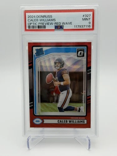 Caleb Williams 2024 Donruss Rated Rookie Optic Red Wave Prizm #327 PSA 9 Bears …