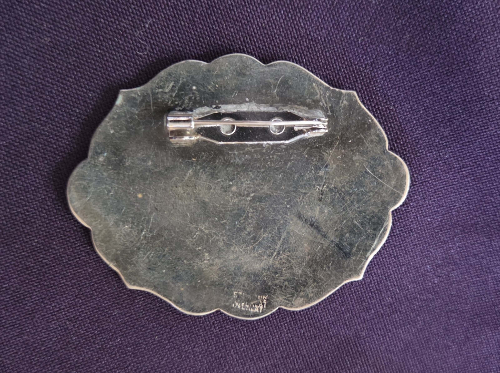 Vtg Western Sterling Silver Concho Pin / Brooch / Scarf Slide - Bosal Horizontal