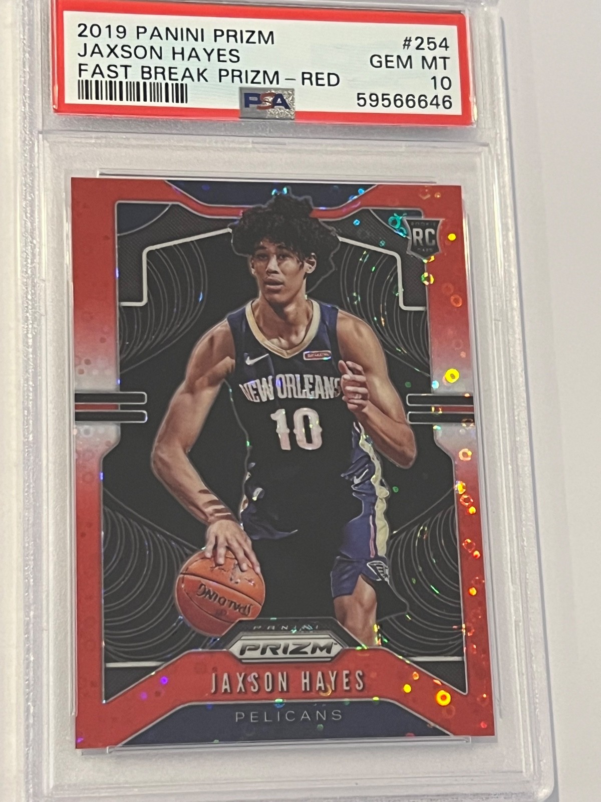 2019-20 Panini Prizm Jaxson Hayes Red Fast Break Rookie Prizm /125 PSA 10 #254