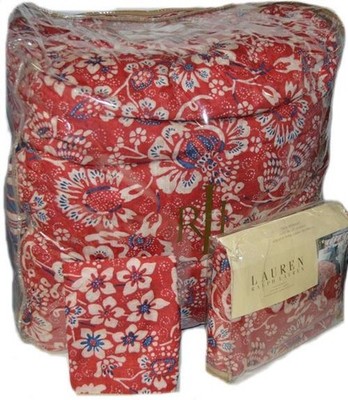 RALPH LAUREN Villa Martine Floral Stripe TWIN COMFORTER SET NEW 1ST QUALITY