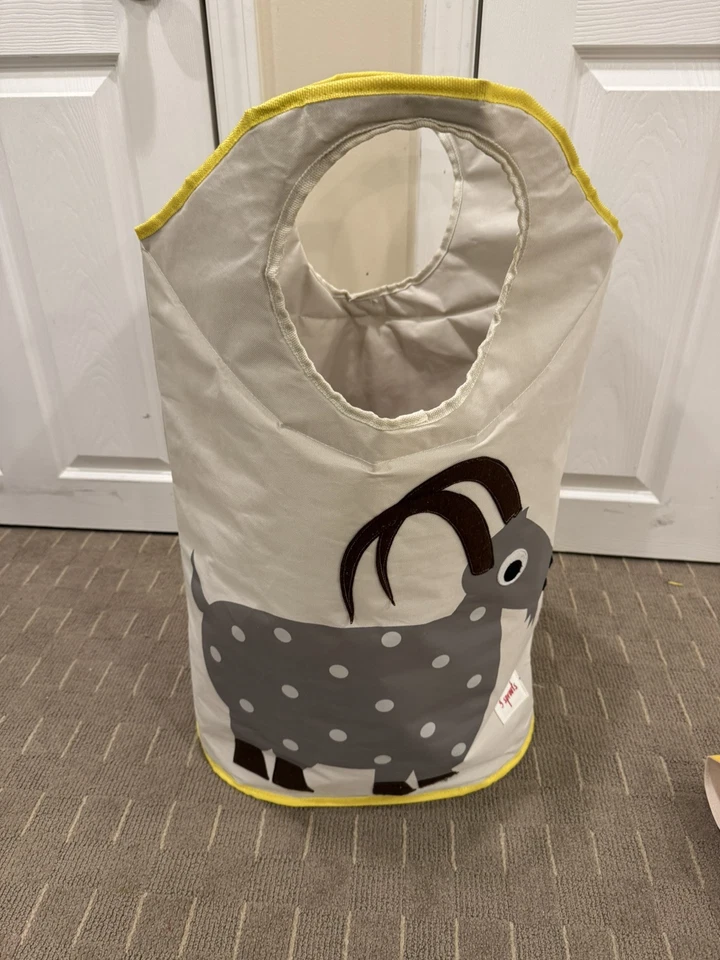 3 Sprouts Canvas Storage Bins Hamper Totes x3 Elephant Goat Zebra - Image 2 of 4