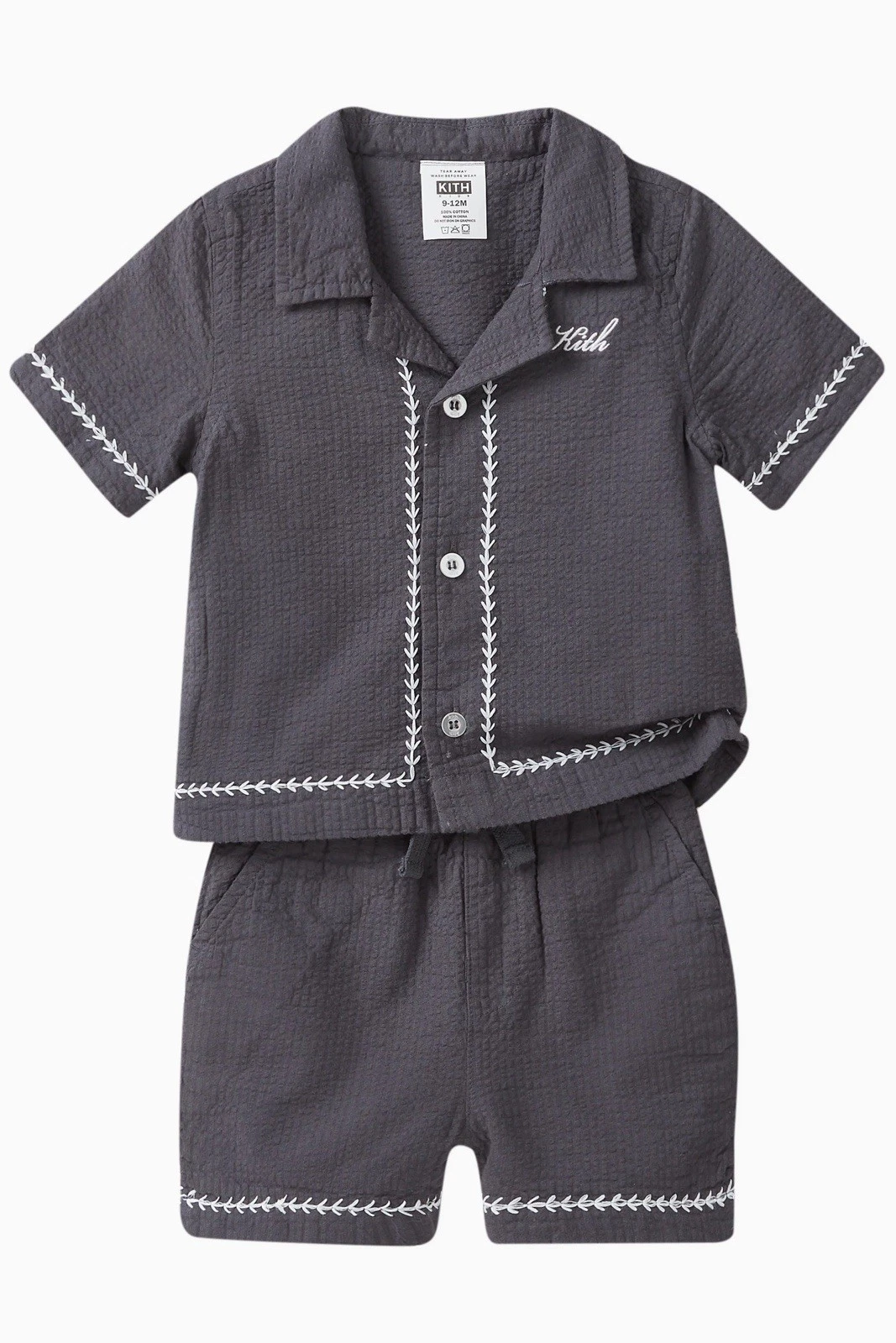 MSRP $140 KITH Kids Baby Seersucker Button Down Shirt Shorts Set Navy 3-6 Months