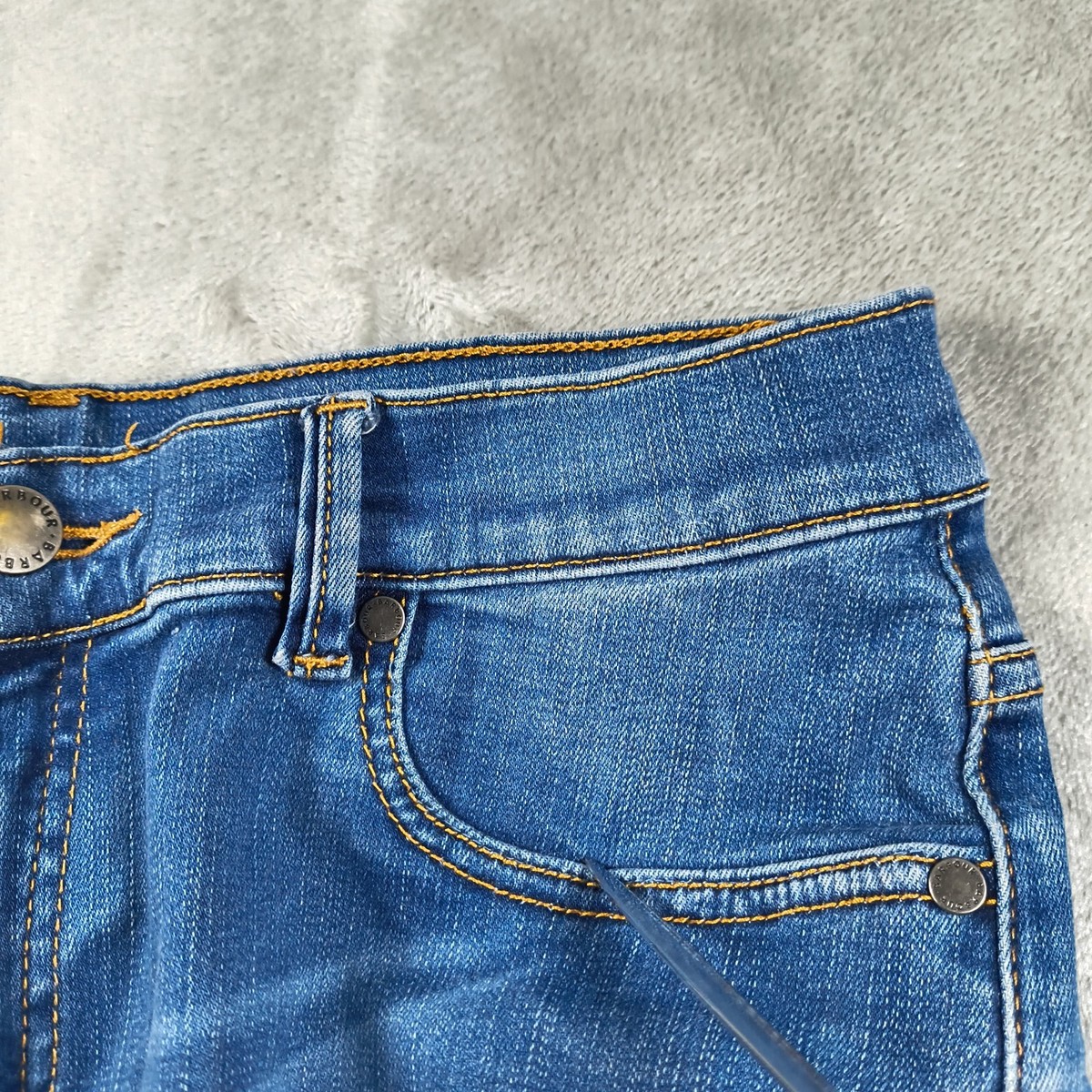 Barbour Jeans Women 14RG Blue Slim Skinny Stretch Denim Mid Rise Distressed Fade View 3