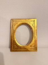 Ancien Cadre Photo Vue Ovale Pour Miniature Bois Doré 12x14 Feuillure Vue 9.5x8