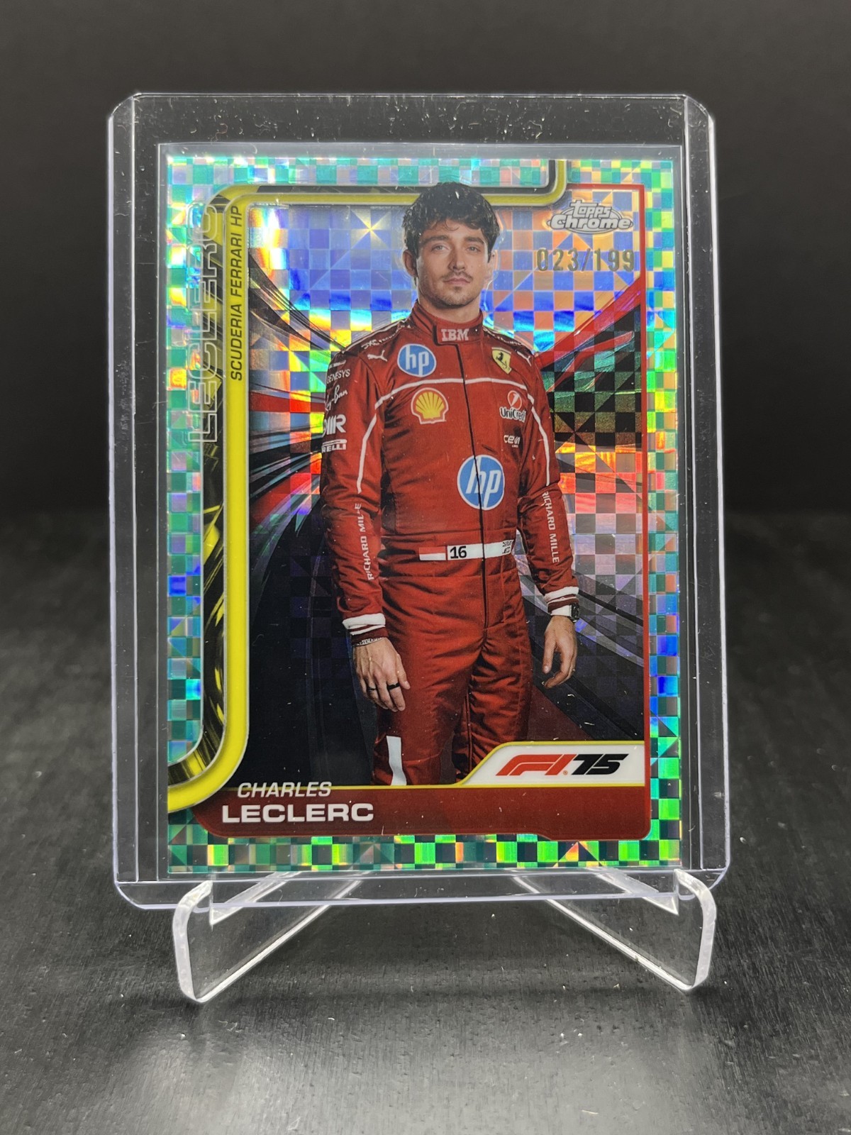 2025 Topps Chrome Formula 1 F1 Charles Leclerc Portrait Aqua Checker 023/199 #3