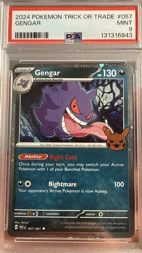 Pokémon 2024 TCG Trick or Trade Gengar Cosmos Holo 057/091 PSA 9