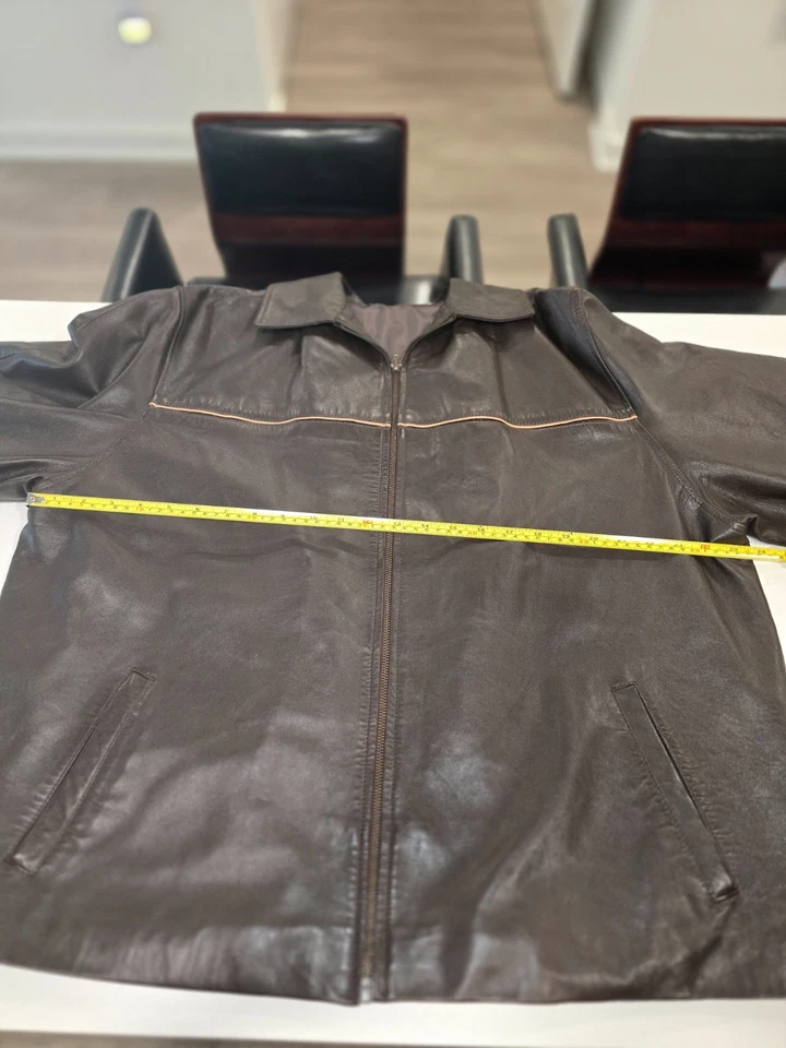 Chaqueta de Cuero LUJO Genuina PIEL DE CORDERO SUAVE Marrón XL Foto 4 de 4