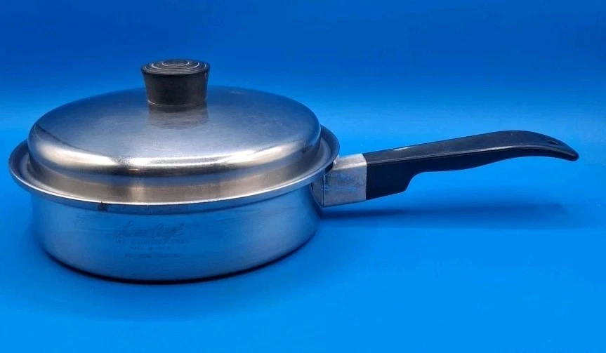 Vintage Lustre Craft 18-8 Fry Pan Sauce Pan 3 Ply Stainless Steel 7 1/4 With Lid