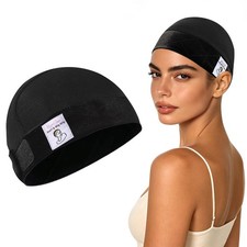 Non Slip Grip Cap for , 2 in 1 Velvet Cap with Grip Band for Glueless and Lac...