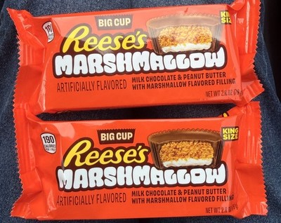 2X Reese's MARSHMALLOW Big Cup King Size Peanut Butter Cups Candy 2.8 Oz TWO