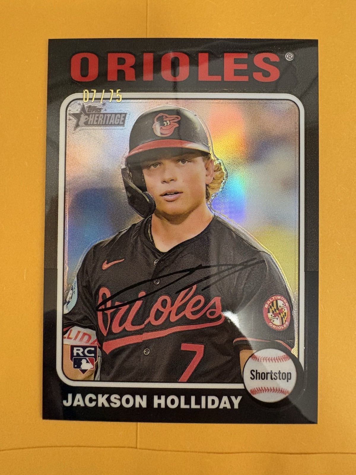 2024 Topps Heritage Chrome Jackson Holliday Black Refractor RC /75 SP