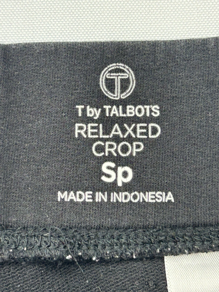 T by Talbots Relaxed Crop Pants Women’s SP Black Pull-On Stretch Comfort Pockets - Imagem 3 de 4