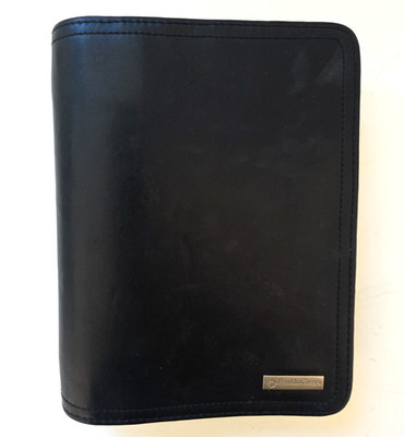 Franklin Covey Black Nappa Leather Compact Planner 6 Ring Zipper Organizer 6x8