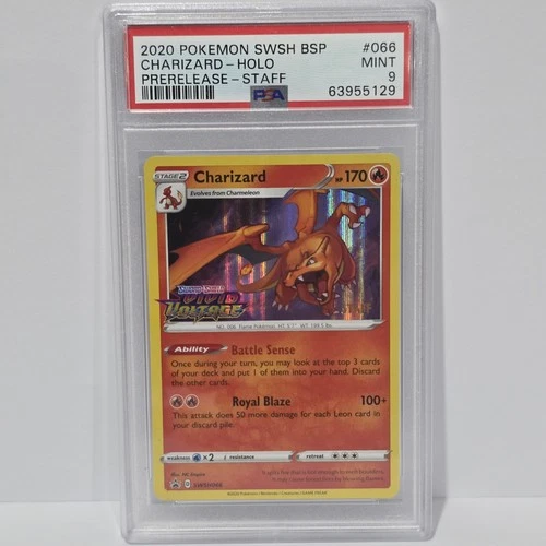 CHARIZARD SWSH066 Pokemon Vivid Voltage STAFF Prerelease Holo Promo- PSA 9 Mint
