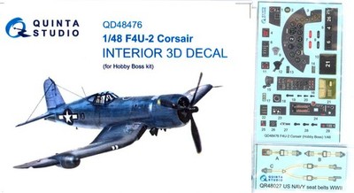 Quinta Studios 1/48 F4U-2 CORSAIR 3D PRINTED & COLORED INTERIOR SET Hobby Boss