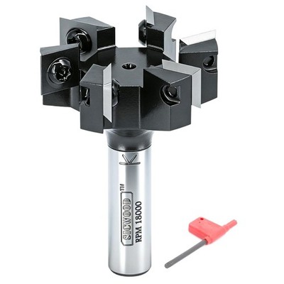 Slab Flattening Router Bit 1/2 Shank, 6-Wing, 2'' Dia,1/2 6-Wing